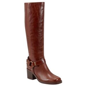 Marc Fisher Women's Laile Block Heel Square Toe Moto Boots Brown Size 5 1/2